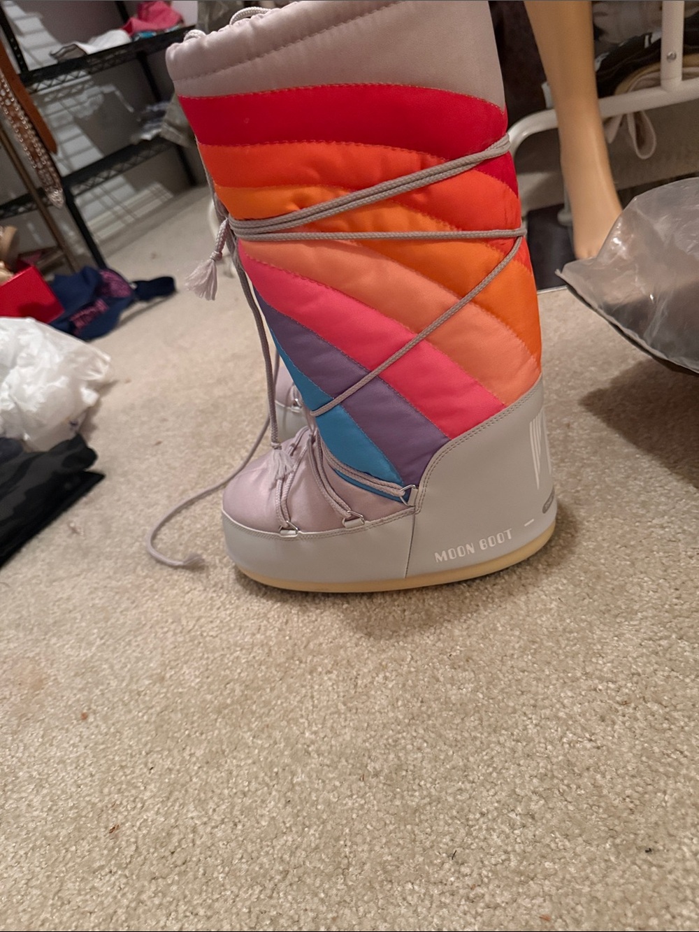 Moon Boot Women’s Multicolor Quilted Snow Boot - Pink Orange Blue Purple